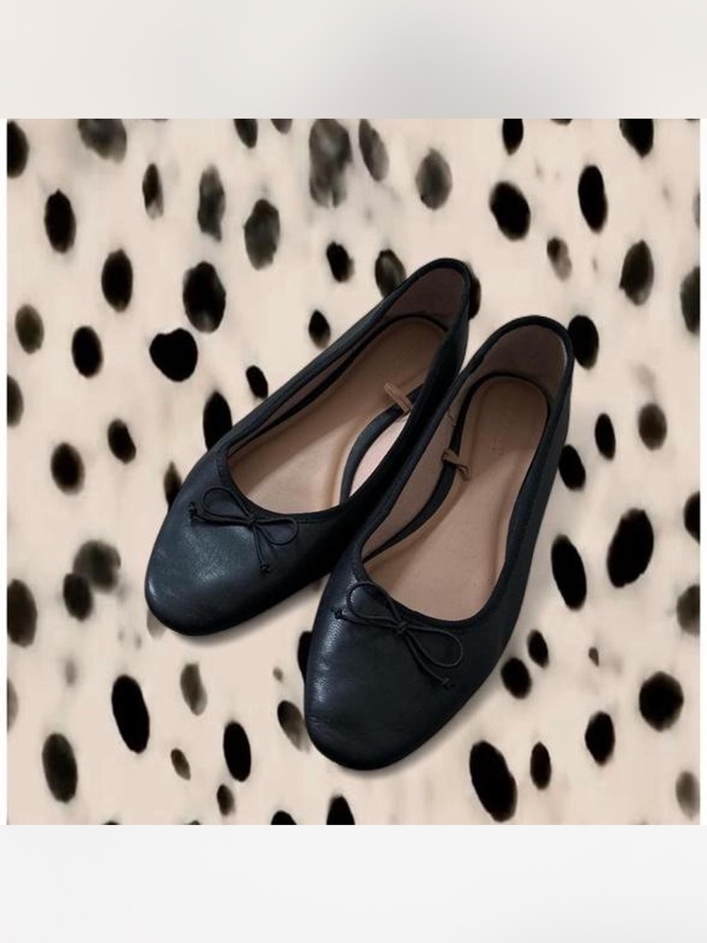 Old Navy Black Leather-Look Ballet Flats with Bow